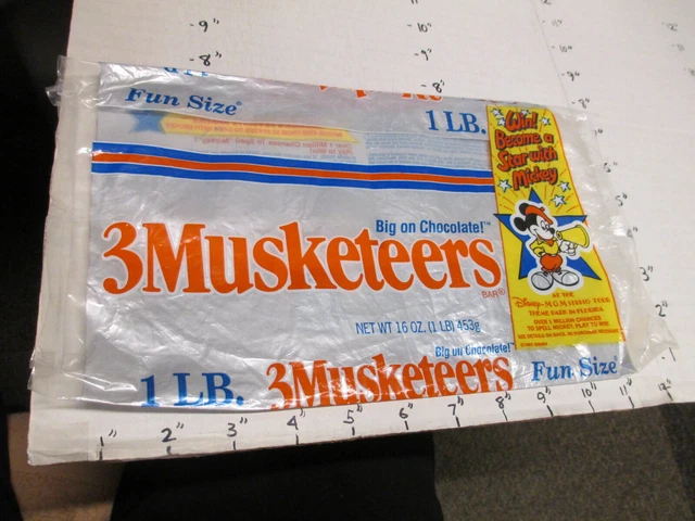 3 Musketeers Mars candy bar bag 1989 Mickey Mouse Disney MGM studio tour Florida