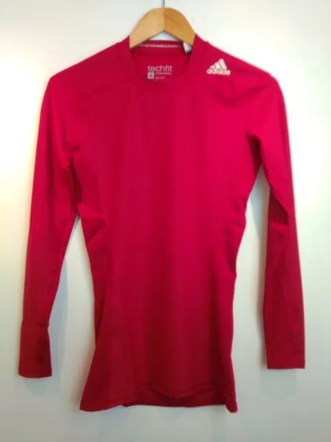 Adidas Techfit Compression Climalite Training Long Sleeve Red Top Size M Mens