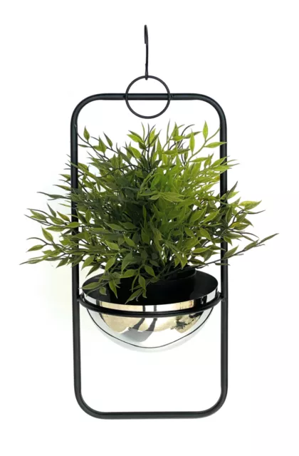 Blumenampel Innen Metall Wand Hängepflanzen 45 cm 96083 S mit Topf Silber Modern