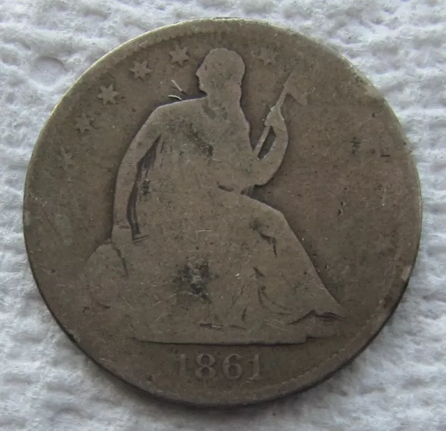 1861-O Seated Liberty Half Dollar Rare Key Civil War Date New Orleans Scratched