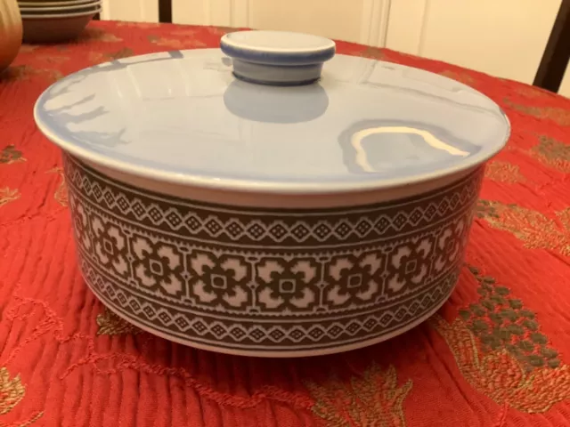 Hornsea Pottery - Blue Tapestry - Serving Tureen Casserole Dish & Lid - 1970s