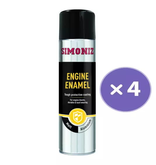 Simoniz Motore Alluminio Vernice Smalto Spray Aerosol Un Cappotto 500ml x 4