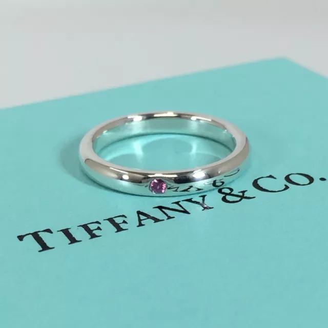 Tiffany & Co. Stacking Band Ring Ruby ​​Elsa Peretti Silver 925 US5