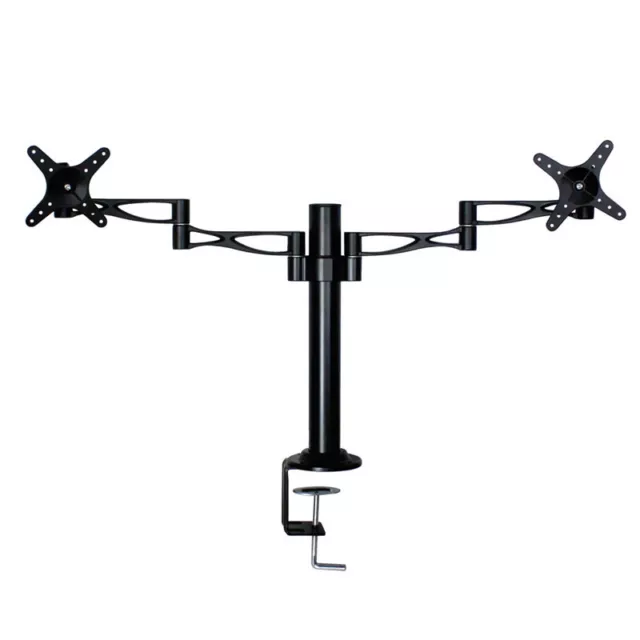 Dual LCD Monitor Desk Mount Stand Bracket Adjustable Arms For 2 Screen 10''-27'' 3