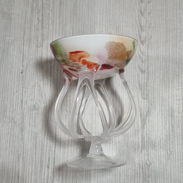 Zorza Art Glass Multicoloured Octopus Jellyfish Pedestal Bowl Poland 19.5cm