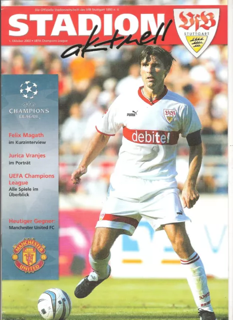 BRD Stuttgart VfB 2003/04 v Manchester United Champions League Programm