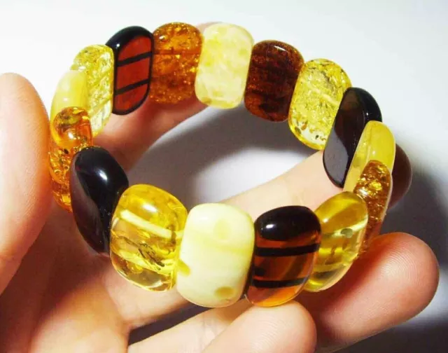 Amber bracelet Natural Baltic Amber beads elastic Bracelet  A-751