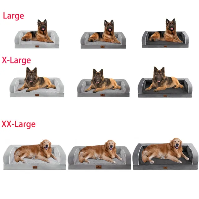 Orthopedic Foam L XL XXL Dog Bed 3Side Memory Foam Bolster Pet Sofa with Cover