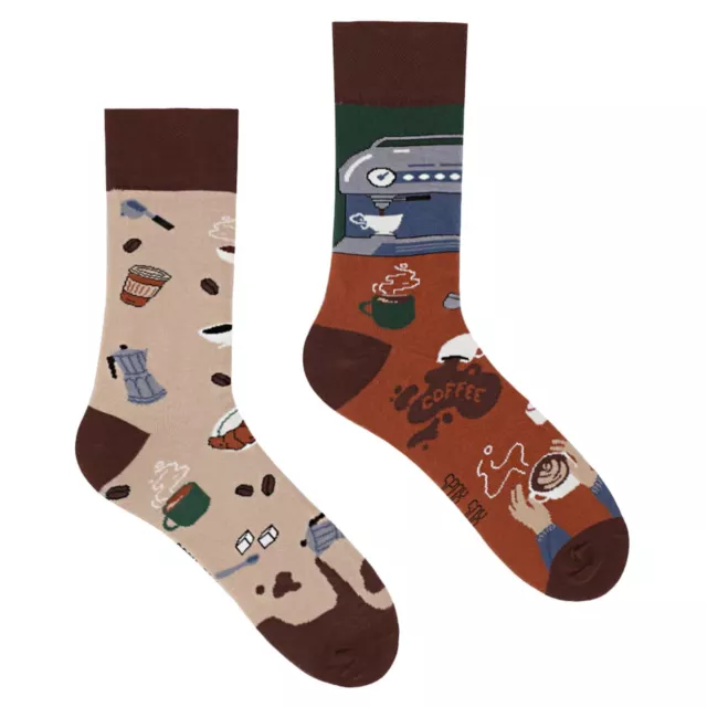 SPOX SOX - Mens & Ladies Mismatched Novelty Odd Socks - Coffee