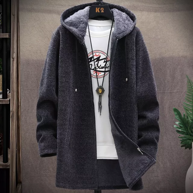 Men's Thick Warm Fleece Lined Hooded Hoodie Winter Zip Up Coat Jacket Sweatshirt