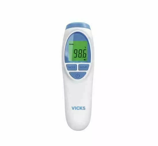 VICKS No-Touch 3 in 1 VNT200US Thermometer Measures Forehead Food and Bath NEW