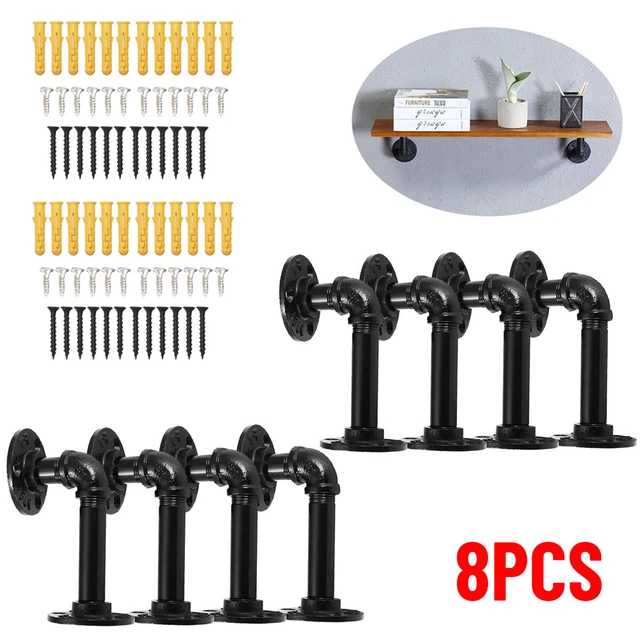 8Pcs Industrial DIY Pipe Shelf Bracket for Custom Wall Mount Floating Shelves