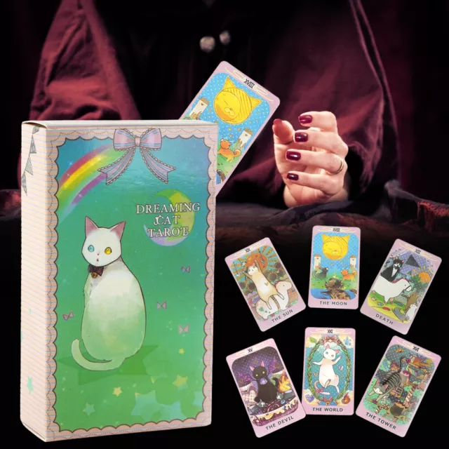 Cat Tarot Card Deck and Guidebook Read Fate Board Game Oracle Cards