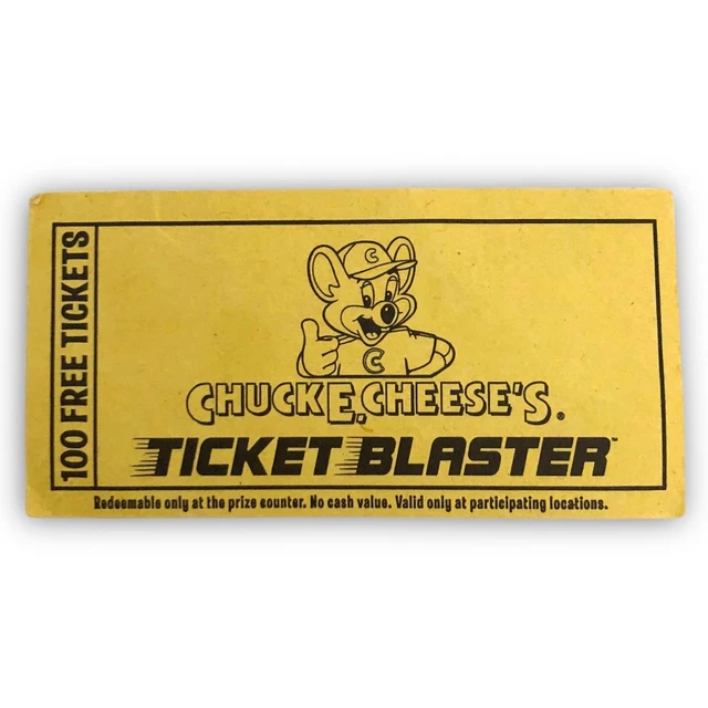 RARE CHUCK E. Cheese's Ticket Blaster 100 Tickets Original Prize