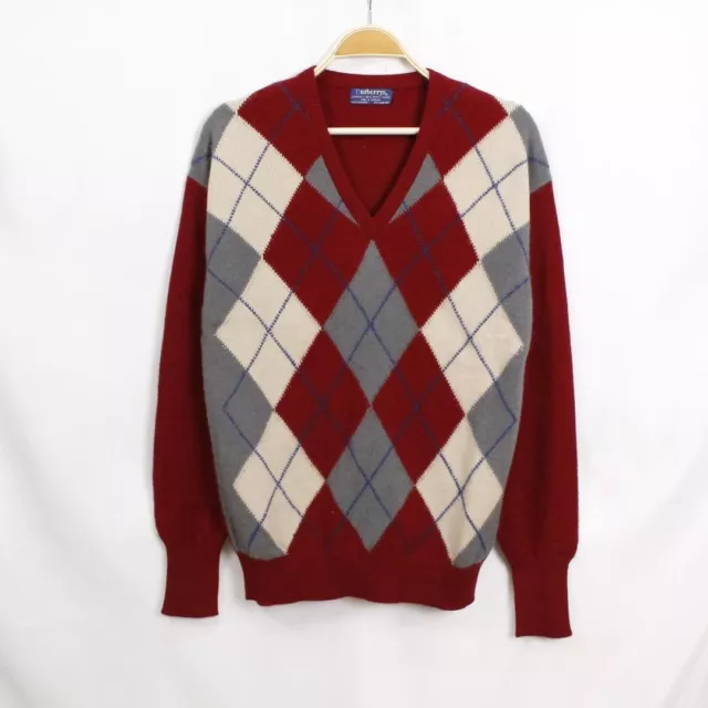 Maglione Burberry 100% cashmere bordeaux e grigio taglia M da uomo