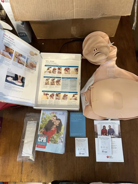 CPR Training Kit Anytime AHA Family and Friends Manikin/Mini Anne w/ DVD Guide