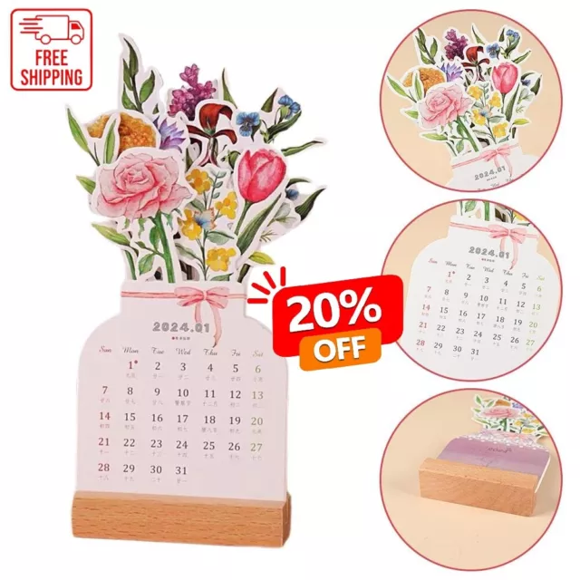 2024 CREATIVE FLOWER Desk Calendar, Vase Shaped New Year Monthly