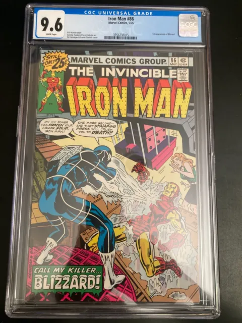 INVINCIBLE IRON MAN #86 (Marvel/1976) **CGC 9.6** White Pages! **1st Blizzard!**