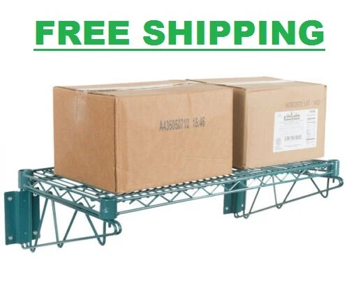 14" x 36" Wall Mount Green Epoxy Wire Shelf Rack Commercial Restaurant Pot NSF