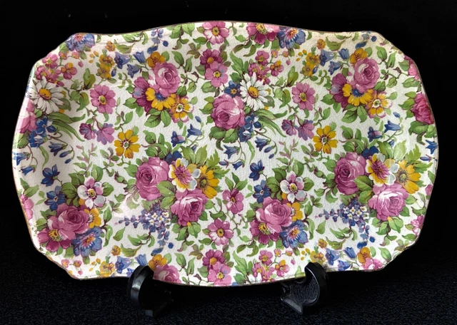 Royal Winton England Summertime Chintz Ascot Shape Tray for Creamer and Sugar