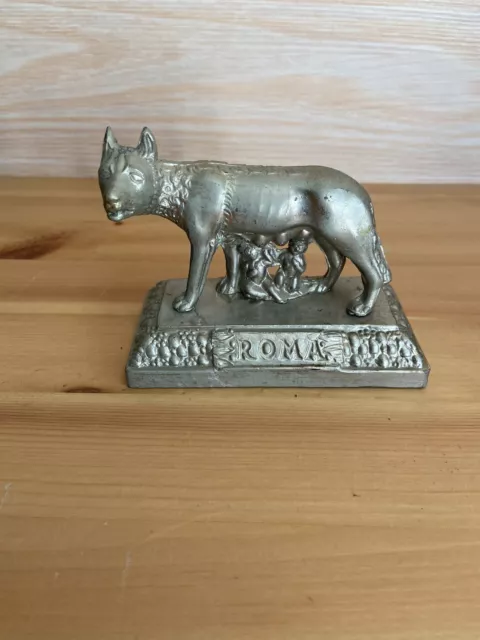 Roman Capitoline Wolf with Romulus and Remus Nickel Sculpture SPQR Unique Rare