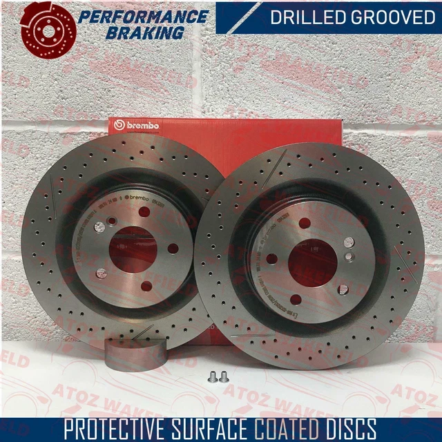 Für Mercedes Benz C63 AMG Hinten Links Rechts Gelocht Gerillt Brembo Bremse Disc
