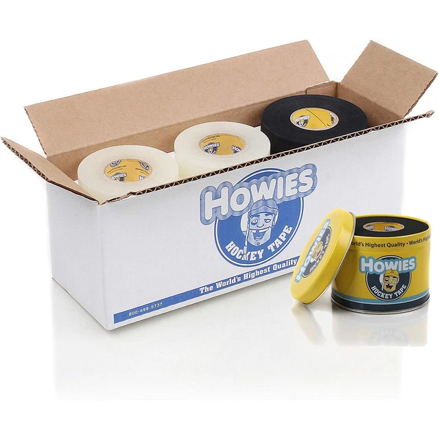 Howies Hockey Stick Tape 4 Black Cloth & 8 Clear Shin Pad (12-Rolls / Tape Tin)