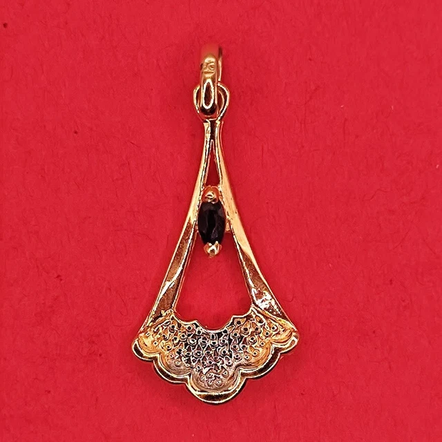 Pendentif Rétro Chat Gravé - Plaque Plaqué Or 18k, Poinçon 79, Collier Mi-long, Occasion