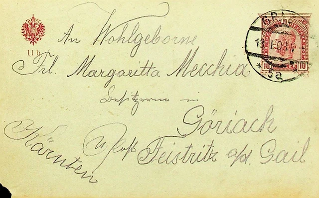 Österreich 1908 10h Franz Josef Postal Karte Von Graz Sich Goriach Karnten