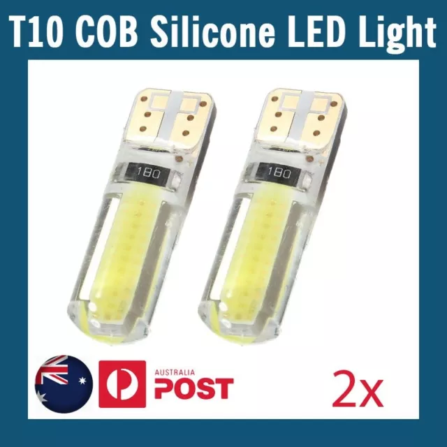 2 x T10 COB SHELL SILICONE WHITE LED SILICA GEL W5W CAR PARKER WEDGE LIGHT BULB