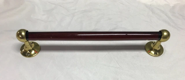 Antique 15" Thick Amathyst Glass Towel Bar Brass Ends Vintage Old 1539-23B