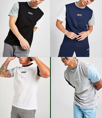 Fila Men Crew neck Logo Ringer Cotton Jersey Colourblock T shirt Top Tee Tshirt