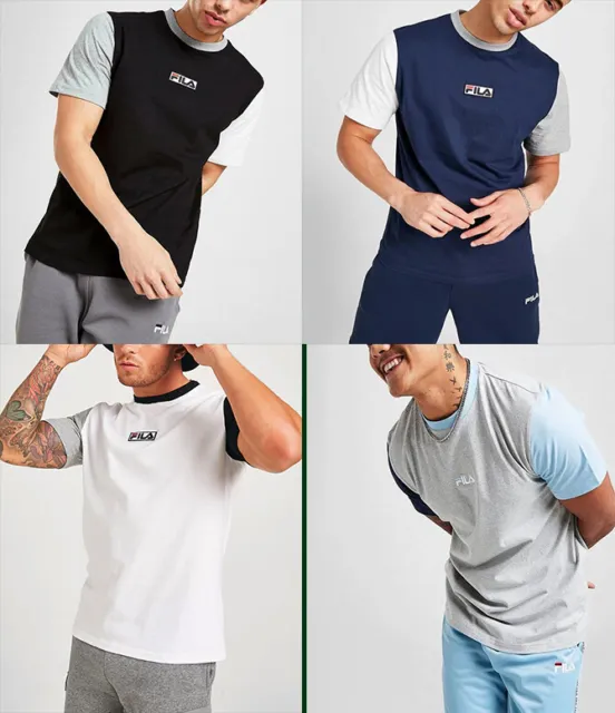 Fila Men Crew neck Logo Ringer Cotton Jersey Colourblock T shirt Top Tee Tshirt