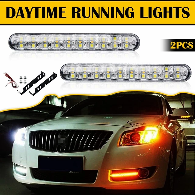 2Pcs Car LED DRL Daytime Running Light Styling Dynamic Streamer Flow Amber Turn Signal Warning Steering