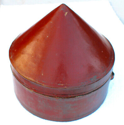 Antique Chinese Pigskin Hat Box Leather 17th Century Lacquered c. early 1800’s