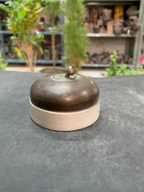 Vintage Brass & Ceramic Light Switch Electric British Made Vitreous Light Switch