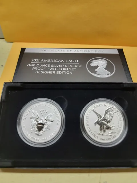 2021 Reverse Proof American Eagle Set Type 1 Type 2 Silver Coin Set Ogp Coa Box