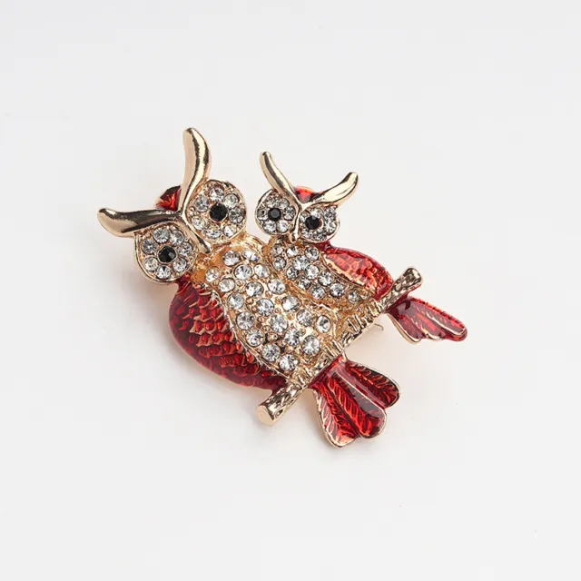 Owls Brooch Christmas Gifts Pins Corsage Two Owls Pins Suit Retro Brooc-DC