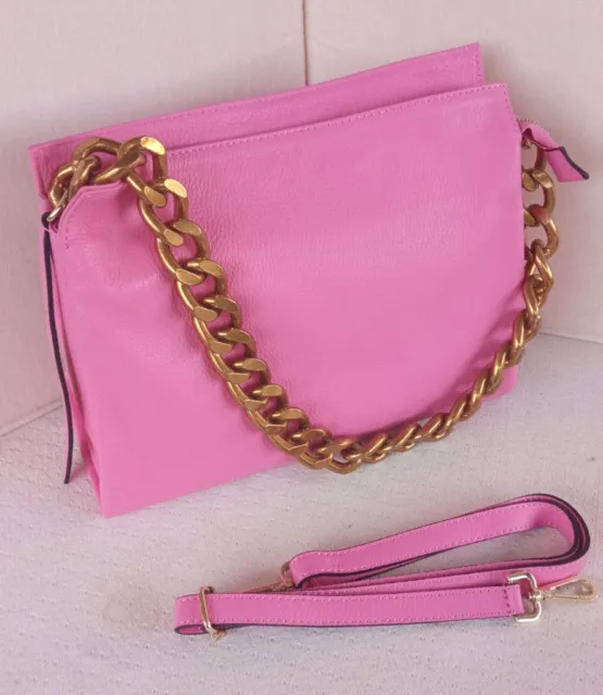 Bolso rectangular y bandolera Barbie de CUERO REAL rosa