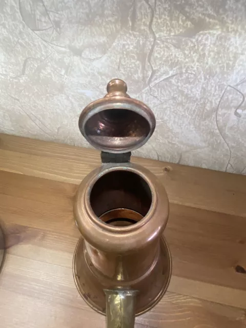 Antique  Coffee/Tea Pot Red Copper And Brass Arabian Islamic 3