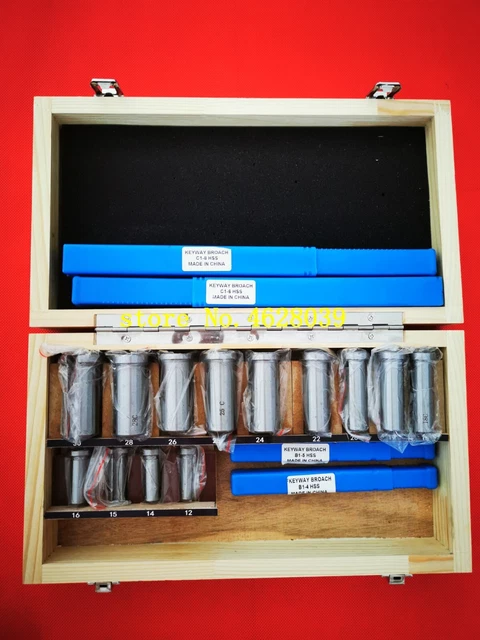 22pcs Keyway Broach Bushing Shim Set Metric System 12-30 HSS Keyway Tool for CNC
