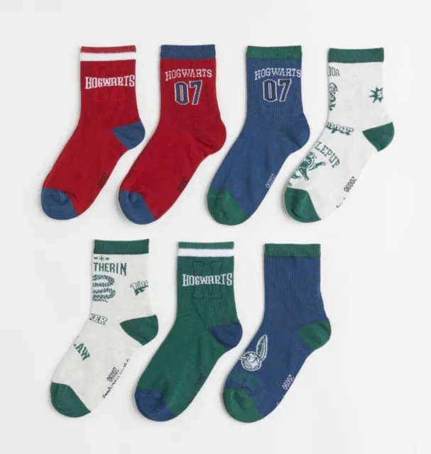 Harry Potter socks size 4-6 brand new 7 pairs in packet. Wizarding world WB