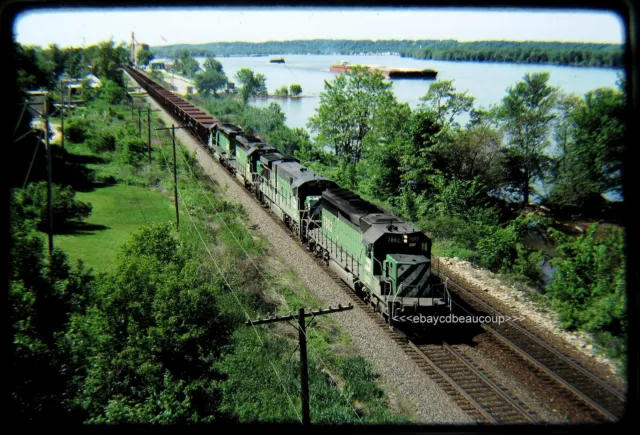 Railroad Slide Burlington Northern BN 7882 along Mississippi River 1993