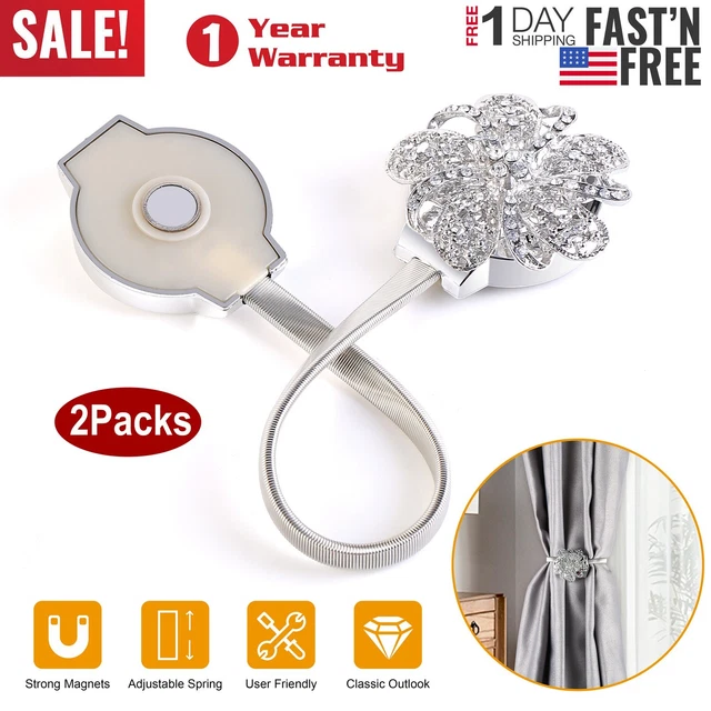 us 2X Magnetic Crystal Curtain Clips Tiebacks Tie Backs Buckle Clips Holdbacks