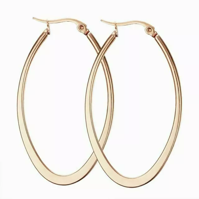 Gorgeous Hypoallergenic Ear Piercing Large Oval Hoops Stainless Steel Earrings