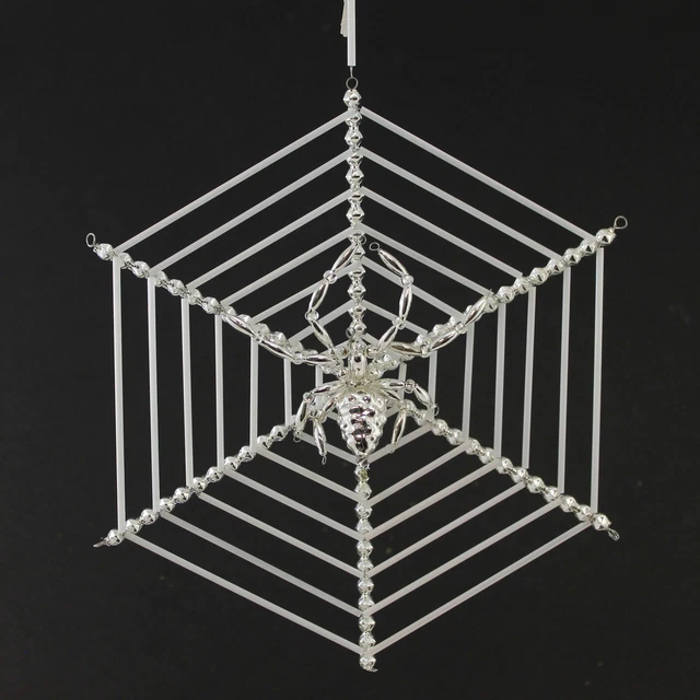 Santa Tierra Cuentas Plata Navidad Araña Vidrio Adorno Tela Suerte Checa 21R1010