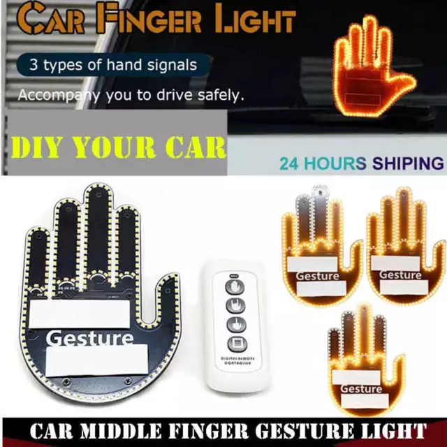 Funny Car Finger Light with Remote Road Rage Signs Middle Finger Gesture  Light-