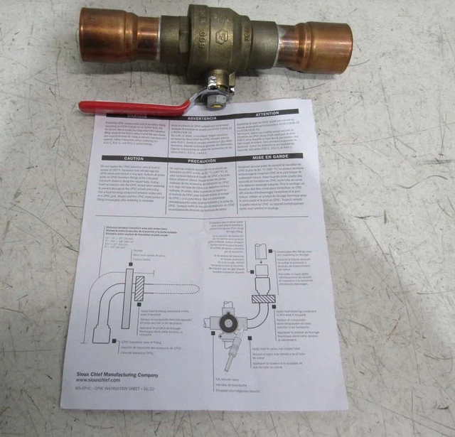 Sioux Chief 648-CG6FP Ball Valve 1 1/2" CPVC Socket