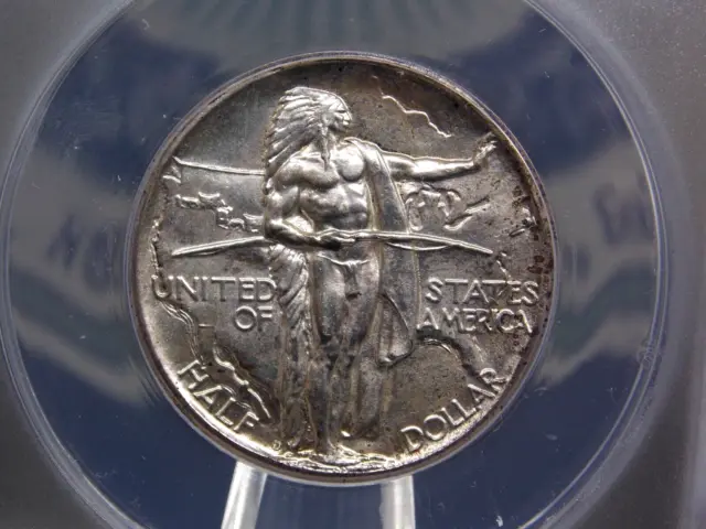 1937 "D" Commemorative OREGON TRAIL Silver Half Dollar 50c ANACS MS63 #079 BU