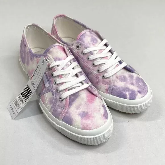 NEW Superga Cotu Pink Purple Tie Dye Canvas Shoes Womens 10 casual sneakers